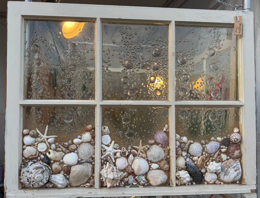 Large Handcrafted Sea Shell Glass Window