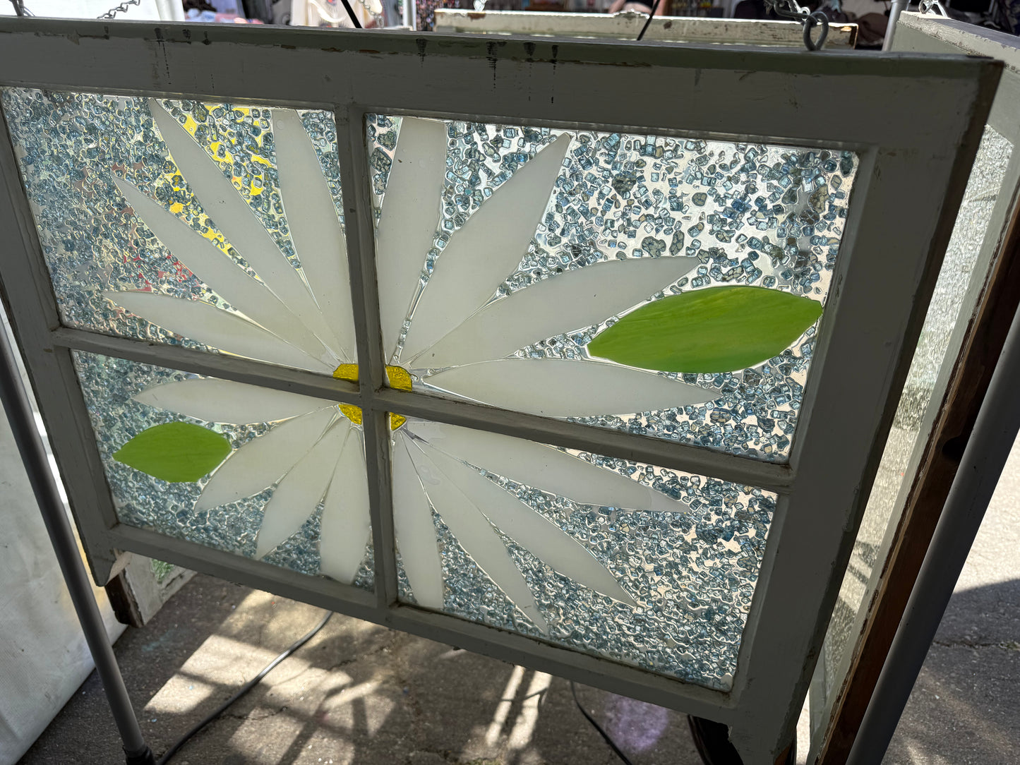 Large Handcrafted Daisy Stained Glass Window