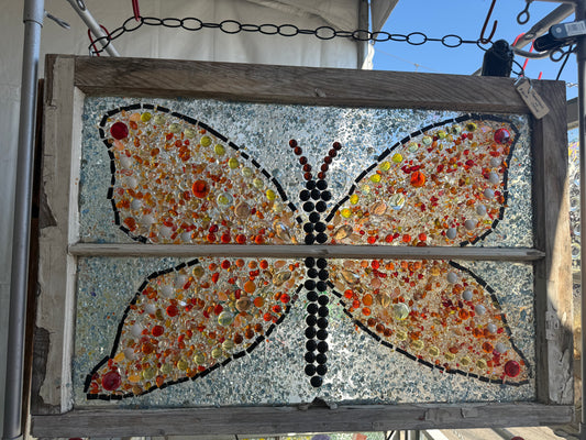 Large Handcrafted Butterfly Stained Glass Window